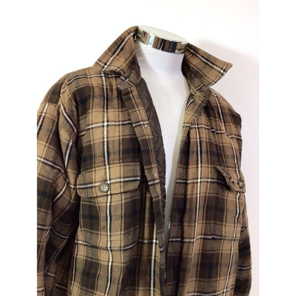 Vintage Brown Plaid Button Up Quilted Flannel Y2K Old School Jacket Mens XL - Picture 4 of 8